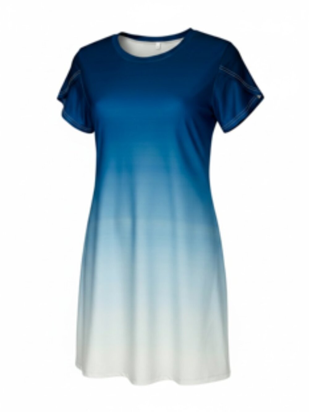 Women's Short Flutter Sleeve Day House Lounging Dress, Blues, Size L